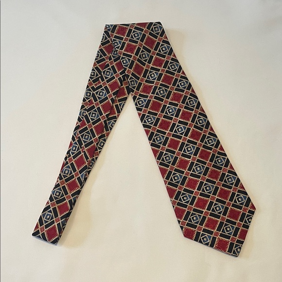 Damon Other - CEO Collection by Damon Red and Blue Geometric Tie